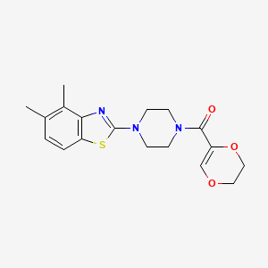 molecular formula C18H21N3O3S B2963561 (5,6-Dihydro-1,4-dioxin-2-yl)(4-(4,5-dimethylbenzo[d]thiazol-2-yl)piperazin-1-yl)methanone CAS No. 886915-93-1