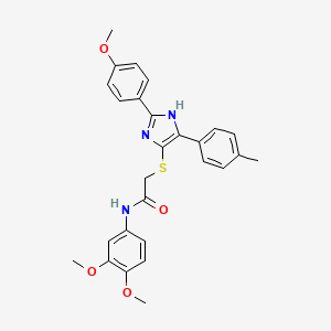 N-(3,4-Dimethoxyphenyl)-2-{[2-(4-methoxyphenyl)-5-(4-methylphenyl)-1H-imidazol-4-YL]sulfanyl}acetamide