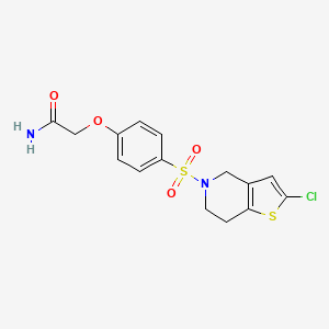 molecular formula C15H15ClN2O4S2 B2963569 2-[4-({2-氯-4H,5H,6H,7H-噻吩并[3,2-c]吡啶-5-基}磺酰基)苯氧基]乙酰胺 CAS No. 2097884-53-0
