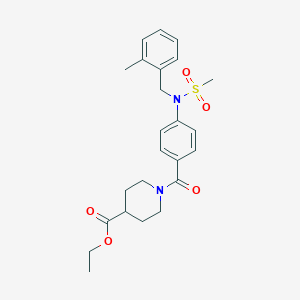 molecular formula C24H30N2O5S B296357 Ethyl 1-{4-[(2-methylbenzyl)(methylsulfonyl)amino]benzoyl}-4-piperidinecarboxylate 