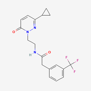 molecular formula C18H18F3N3O2 B2963574 N-(2-(3-cyclopropyl-6-oxopyridazin-1(6H)-yl)ethyl)-2-(3-(trifluoromethyl)phenyl)acetamide CAS No. 2034386-80-4