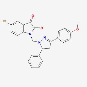 molecular formula C25H20BrN3O3 B2963575 5-bromo-1-((3-(4-methoxyphenyl)-5-phenyl-4,5-dihydro-1H-pyrazol-1-yl)methyl)indoline-2,3-dione CAS No. 331944-68-4