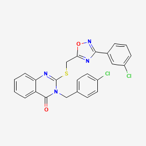 molecular formula C24H16Cl2N4O2S B2963582 3-(4-chlorobenzyl)-2-(((3-(3-chlorophenyl)-1,2,4-oxadiazol-5-yl)methyl)thio)quinazolin-4(3H)-one CAS No. 2034520-66-4