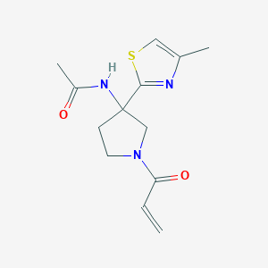 molecular formula C13H17N3O2S B2963584 N-[3-(4-methyl-1,3-thiazol-2-yl)-1-(prop-2-enoyl)pyrrolidin-3-yl]acetamide CAS No. 2094203-85-5