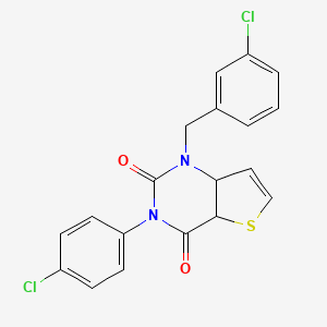 molecular formula C19H12Cl2N2O2S B2963589 3-(4-chlorophenyl)-1-[(3-chlorophenyl)methyl]-1H,2H,3H,4H-thieno[3,2-d]pyrimidine-2,4-dione CAS No. 1326833-51-5
