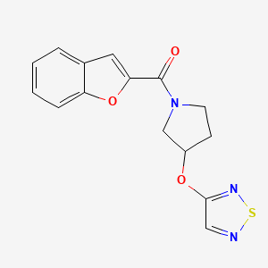 molecular formula C15H13N3O3S B2963590 3-{[1-(1-Benzofuran-2-carbonyl)pyrrolidin-3-yl]oxy}-1,2,5-thiadiazole CAS No. 2097888-41-8