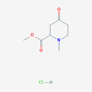 molecular formula C8H14ClNO3 B2963604 1-甲基-4-氧代哌啶-2-甲酸甲酯；盐酸盐 CAS No. 2378501-40-5