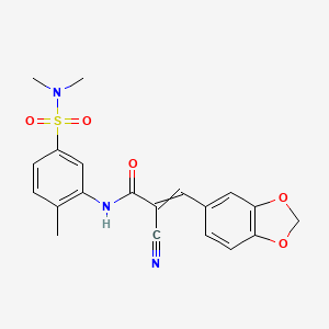 molecular formula C20H19N3O5S B2963605 3-(2H-1,3-苯并二氧杂环-5-基)-2-氰基-N-[5-(二甲基磺酰氨基)-2-甲基苯基]丙-2-烯酰胺 CAS No. 750617-90-4
