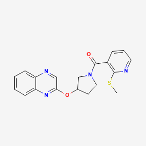 molecular formula C19H18N4O2S B2963614 (2-(Methylthio)pyridin-3-yl)(3-(quinoxalin-2-yloxy)pyrrolidin-1-yl)methanone CAS No. 2178772-77-3