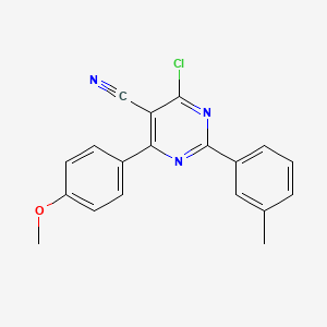 molecular formula C19H14ClN3O B2963618 4-氯-6-(4-甲氧基苯基)-2-(3-甲基苯基)-5-嘧啶甲腈 CAS No. 477859-03-3