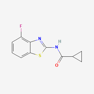 molecular formula C11H9FN2OS B2963628 N-(4-氟苯并[d]噻唑-2-基)环丙烷甲酰胺 CAS No. 907974-10-1