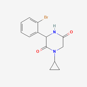 molecular formula C13H13BrN2O2 B2963635 3-(2-Bromophenyl)-1-cyclopropylpiperazine-2,5-dione CAS No. 2034209-61-3