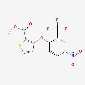 molecular formula C13H8F3NO5S B2963642 Methyl 3-[4-nitro-2-(trifluoromethyl)phenoxy]thiophene-2-carboxylate CAS No. 252026-98-5