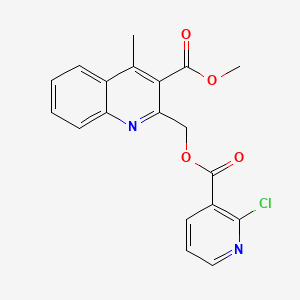 molecular formula C19H15ClN2O4 B2963648 Methyl 2-[(2-chloropyridine-3-carbonyl)oxymethyl]-4-methylquinoline-3-carboxylate CAS No. 871661-06-2