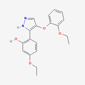 molecular formula C19H20N2O4 B2963653 3-Ethoxy-6-[4-(2-ethoxyphenoxy)-1,2-dihydropyrazol-3-ylidene]-1-cyclohexa-2,4-dienone CAS No. 1009469-07-1