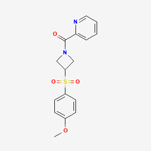 molecular formula C16H16N2O4S B2963654 (3-((4-Methoxyphenyl)sulfonyl)azetidin-1-yl)(pyridin-2-yl)methanone CAS No. 1797017-35-6