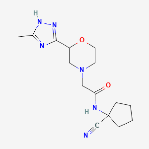 molecular formula C15H22N6O2 B2963656 N-(1-cyanocyclopentyl)-2-[2-(3-methyl-1H-1,2,4-triazol-5-yl)morpholin-4-yl]acetamide CAS No. 1384569-24-7