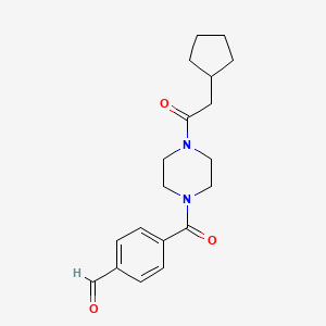 molecular formula C19H24N2O3 B2963658 4-[4-(2-环戊基乙酰)哌嗪-1-羰基]苯甲醛 CAS No. 1311866-86-0