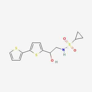 molecular formula C13H15NO3S3 B2963660 2-{[2,2'-联噻吩]-5-基}-S-环丙基-2-羟基乙烷-1-磺酰胺 CAS No. 2097857-70-8