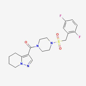 molecular formula C19H22F2N4O3S B2963666 (4-((2,5-二氟苄基)磺酰基)哌嗪-1-基)(4,5,6,7-四氢吡唑并[1,5-a]吡啶-3-基)甲苯酮 CAS No. 2034545-69-0