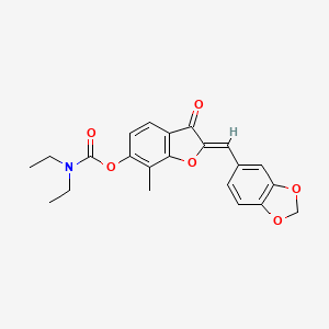 molecular formula C22H21NO6 B2963669 (2Z)-2-(1,3-benzodioxol-5-ylmethylidene)-7-methyl-3-oxo-2,3-dihydro-1-benzofuran-6-yl diethylcarbamate CAS No. 896824-66-1