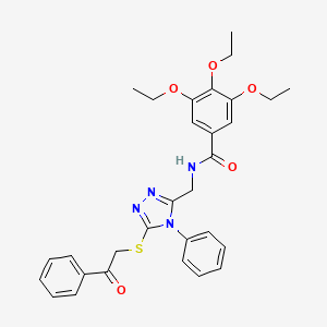 3,4,5-triethoxy-N-[(5-phenacylsulfanyl-4-phenyl-1,2,4-triazol-3-yl)methyl]benzamide