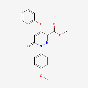 molecular formula C19H16N2O5 B2963686 Methyl 1-(4-methoxyphenyl)-6-oxo-4-phenoxy-1,6-dihydro-3-pyridazinecarboxylate CAS No. 338395-85-0