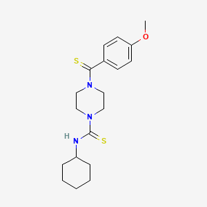 molecular formula C19H27N3OS2 B2963696 N-cyclohexyl-4-(4-methoxyphenylcarbonothioyl)piperazine-1-carbothioamide CAS No. 899942-32-6