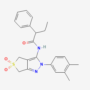 molecular formula C23H25N3O3S B2963699 N-[2-(3,4-dimethylphenyl)-5,5-dioxo-4,6-dihydrothieno[3,4-c]pyrazol-3-yl]-2-phenylbutanamide CAS No. 681267-89-0