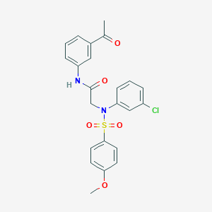 molecular formula C23H21ClN2O5S B296370 N-(3-acetylphenyl)-2-{3-chloro[(4-methoxyphenyl)sulfonyl]anilino}acetamide 