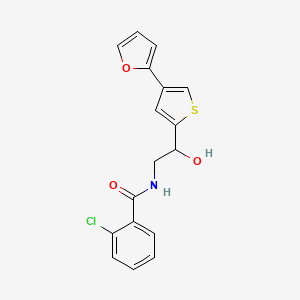 molecular formula C17H14ClNO3S B2963704 2-Chloro-N-[2-[4-(furan-2-yl)thiophen-2-yl]-2-hydroxyethyl]benzamide CAS No. 2380043-80-9