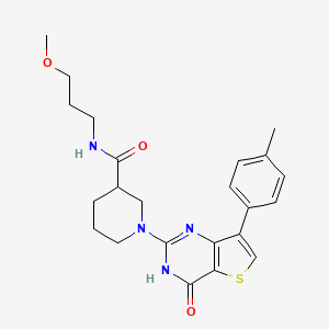 molecular formula C23H28N4O3S B2963711 N-(3-甲氧基丙基)-1-[7-(4-甲基苯基)-4-氧代-3,4-二氢噻吩并[3,2-d]嘧啶-2-基]哌啶-3-甲酰胺 CAS No. 1242982-22-4
