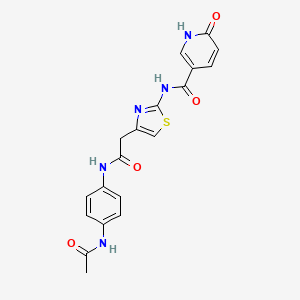 molecular formula C19H17N5O4S B2963712 N-(4-(2-((4-acetamidophenyl)amino)-2-oxoethyl)thiazol-2-yl)-6-oxo-1,6-dihydropyridine-3-carboxamide CAS No. 946234-12-4
