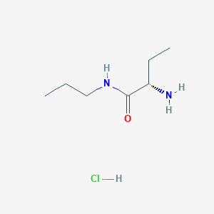 molecular formula C7H17ClN2O B2963714 (2S)-2-氨基-N-丙基丁酰胺;盐酸盐 CAS No. 2305185-02-6