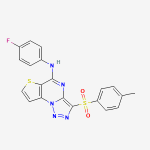 molecular formula C20H14FN5O2S2 B2963721 N-(4-fluorophenyl)-3-tosylthieno[2,3-e][1,2,3]triazolo[1,5-a]pyrimidin-5-amine CAS No. 892733-48-1