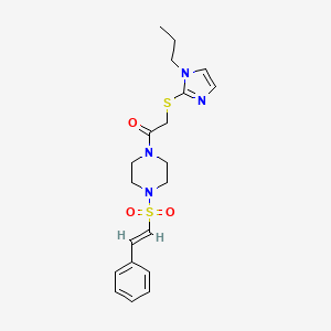 1-[4-[(E)-2-phenylethenyl]sulfonylpiperazin-1-yl]-2-(1-propylimidazol-2-yl)sulfanylethanone