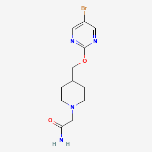 molecular formula C12H17BrN4O2 B2963730 2-[4-[(5-Bromopyrimidin-2-yl)oxymethyl]piperidin-1-yl]acetamide CAS No. 2380068-42-6