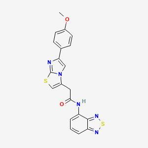 molecular formula C20H15N5O2S2 B2963733 N-(benzo[c][1,2,5]thiadiazol-4-yl)-2-(6-(4-methoxyphenyl)imidazo[2,1-b]thiazol-3-yl)acetamide CAS No. 1226431-73-7