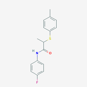 molecular formula C16H16FNOS B296374 N-(4-fluorophenyl)-2-[(4-methylphenyl)sulfanyl]propanamide 