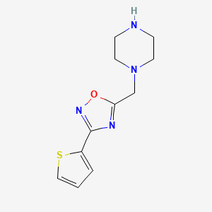 molecular formula C11H14N4OS B2963742 1-[(3-Thien-2-yl-1,2,4-oxadiazol-5-yl)methyl]piperazine CAS No. 923789-81-5
