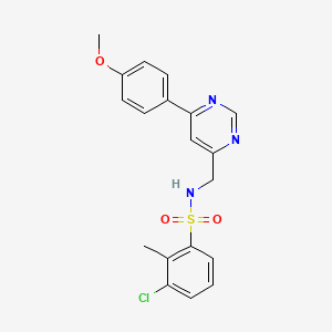 3-chloro-N-((6-(4-methoxyphenyl)pyrimidin-4-yl)methyl)-2-methylbenzenesulfonamide