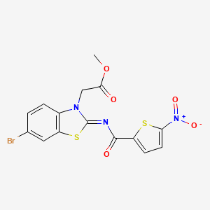 molecular formula C15H10BrN3O5S2 B2963760 (Z)-甲基 2-(6-溴-2-((5-硝基噻吩-2-羰基)亚氨基)苯并[d]噻唑-3(2H)-基)乙酸酯 CAS No. 1164465-77-3