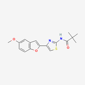 molecular formula C17H18N2O3S B2963770 N-(4-(5-甲氧基苯并呋喃-2-基)噻唑-2-基)戊酰胺 CAS No. 922079-54-7