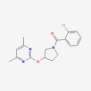 molecular formula C17H18ClN3O2 B2963779 (2-氯苯基)(3-((4,6-二甲基嘧啶-2-基)氧基)吡咯烷-1-基)甲苯酮 CAS No. 2034294-76-1
