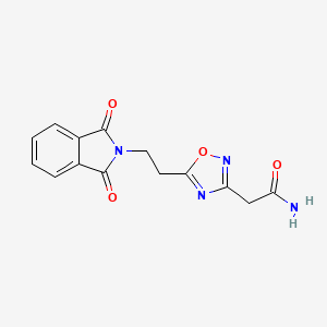 molecular formula C14H12N4O4 B2963780 2-(5-(2-(1,3-Dioxoisoindolin-2-yl)ethyl)-1,2,4-oxadiazol-3-yl)acetamide CAS No. 1809499-78-2
