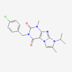 molecular formula C19H20ClN5O2 B2963798 2-[(4-Chlorophenyl)methyl]-4,7-dimethyl-6-propan-2-ylpurino[7,8-a]imidazole-1,3-dione CAS No. 878731-08-9