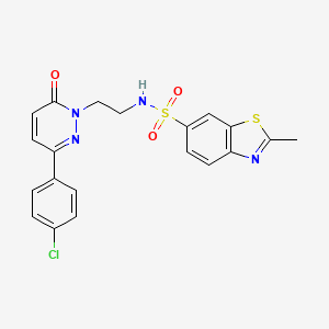 molecular formula C20H17ClN4O3S2 B2963812 N-(2-(3-(4-氯苯基)-6-氧代吡啶-1(6H)-基)乙基)-2-甲基苯并[d]噻唑-6-磺酰胺 CAS No. 921880-43-5