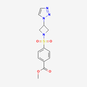molecular formula C13H14N4O4S B2963815 methyl 4-((3-(1H-1,2,3-triazol-1-yl)azetidin-1-yl)sulfonyl)benzoate CAS No. 2194849-30-2