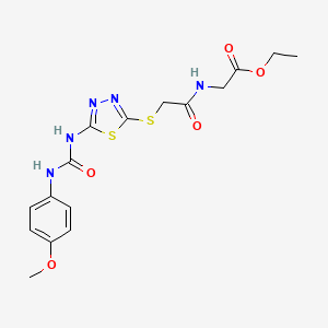 molecular formula C16H19N5O5S2 B2963821 2-(2-((5-(3-(4-甲氧基苯基)脲基)-1,3,4-噻二唑-2-基)硫代)乙酰氨基)乙酸乙酯 CAS No. 898461-78-4