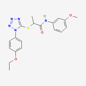 molecular formula C19H21N5O3S B2963833 2-((1-(4-ethoxyphenyl)-1H-tetrazol-5-yl)thio)-N-(3-methoxyphenyl)propanamide CAS No. 890639-38-0
